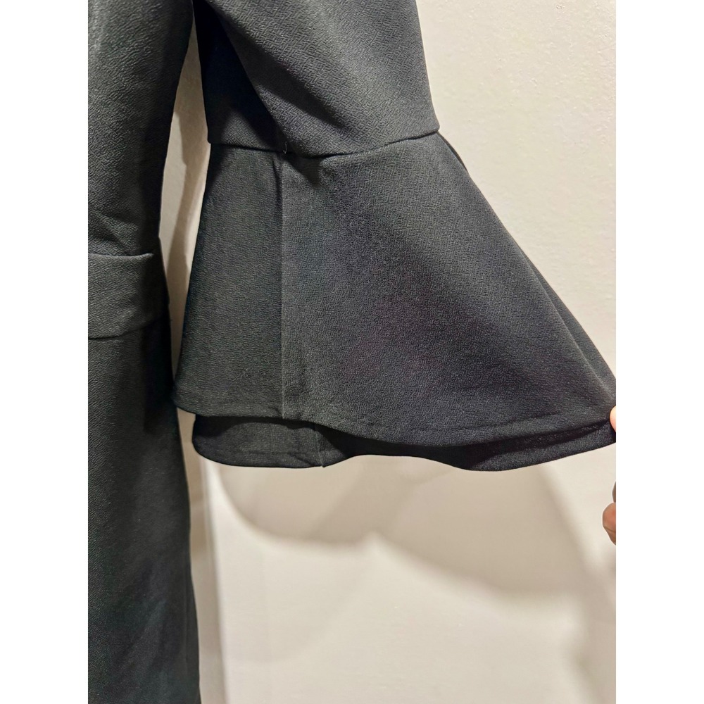 New York & Company Stretch Black Bell Sleeve Romper XL Wrinkle Resistant Wrap - Picture 3 of 5
